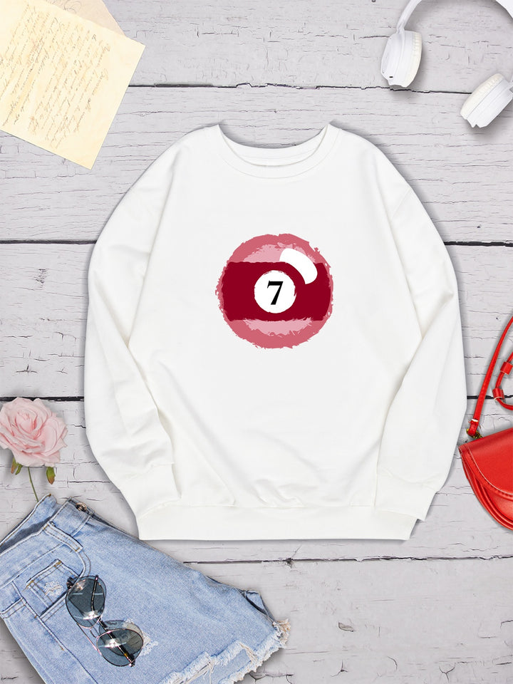 Billiard Graphic Round Neck Sweatshirt | Trendsi