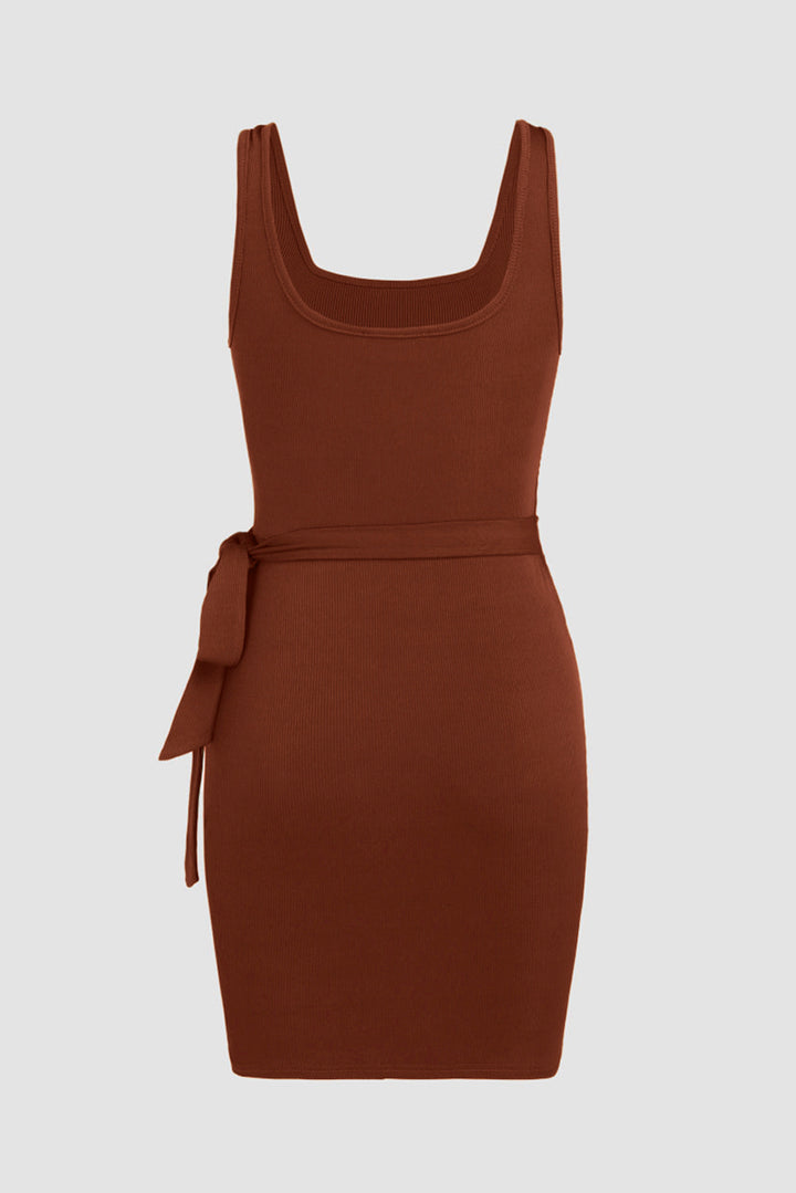 Tied Scoop Neck Sleeveless Mini Dress | Trendsi