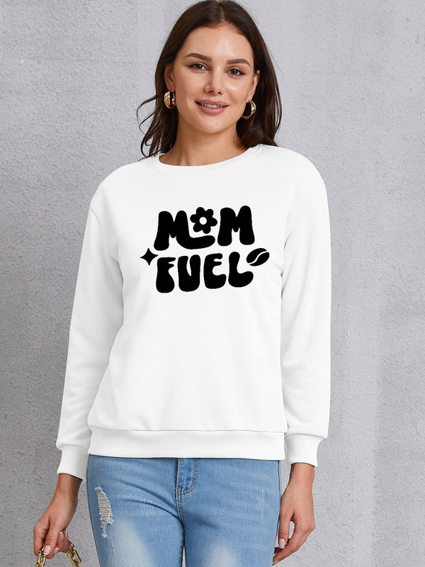 Letter Graphic Round Neck Sweatshirt | Trendsi