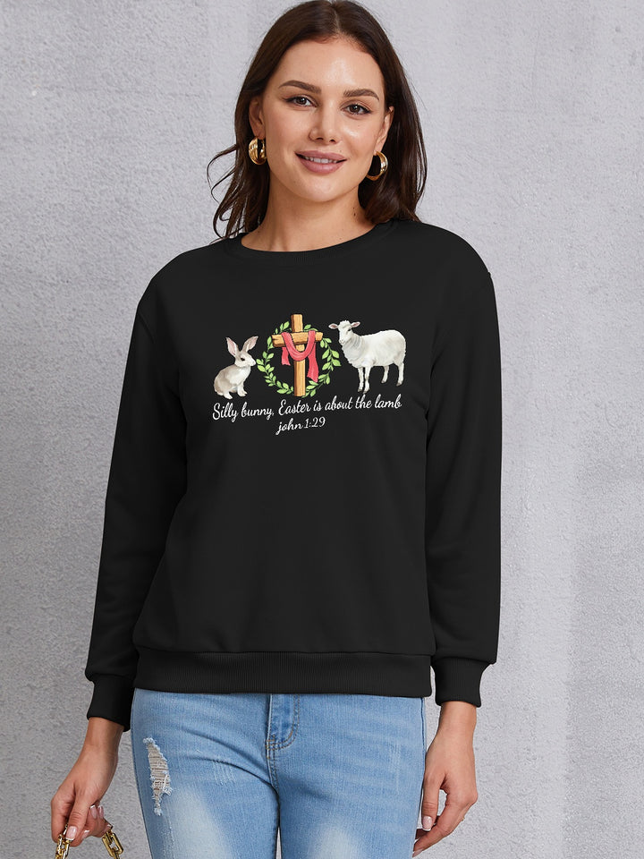 EASTER Graphic Round Neck Sweatshirt | Trendsi