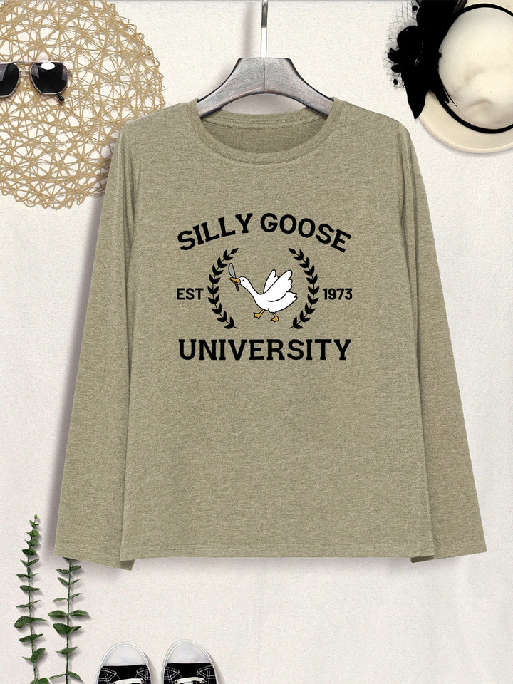 SILLY GOOSE UNIVERSITY Long Sleeve T-Shirt | Trendsi