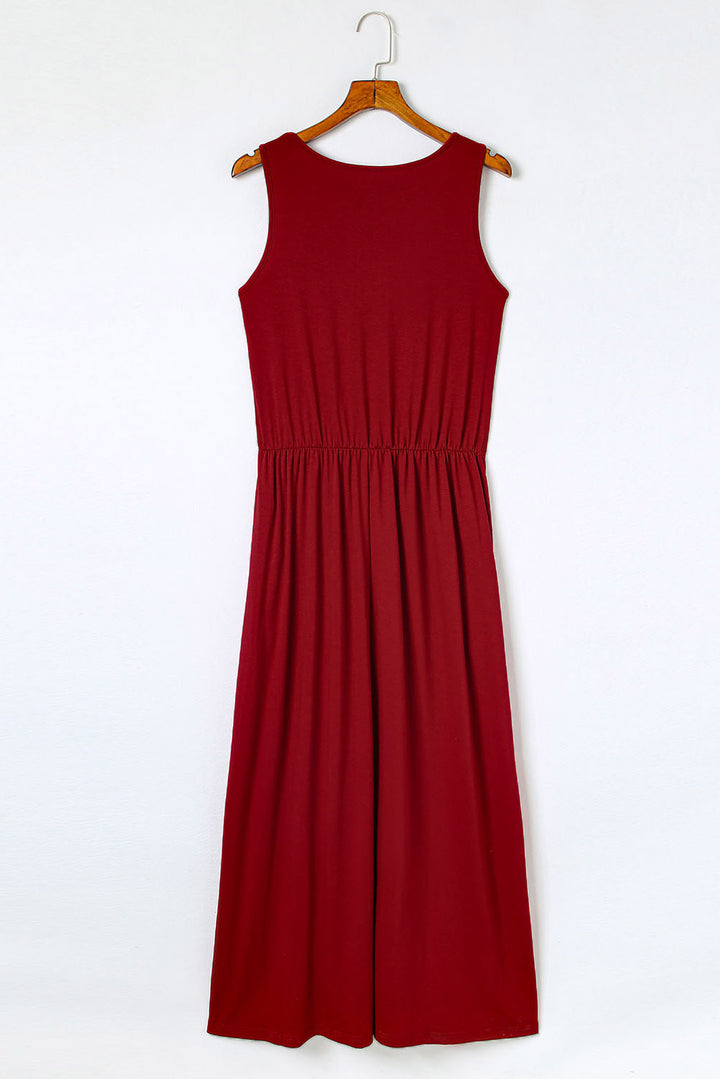 Slit Round Neck Sleeveless Dress | Trendsi