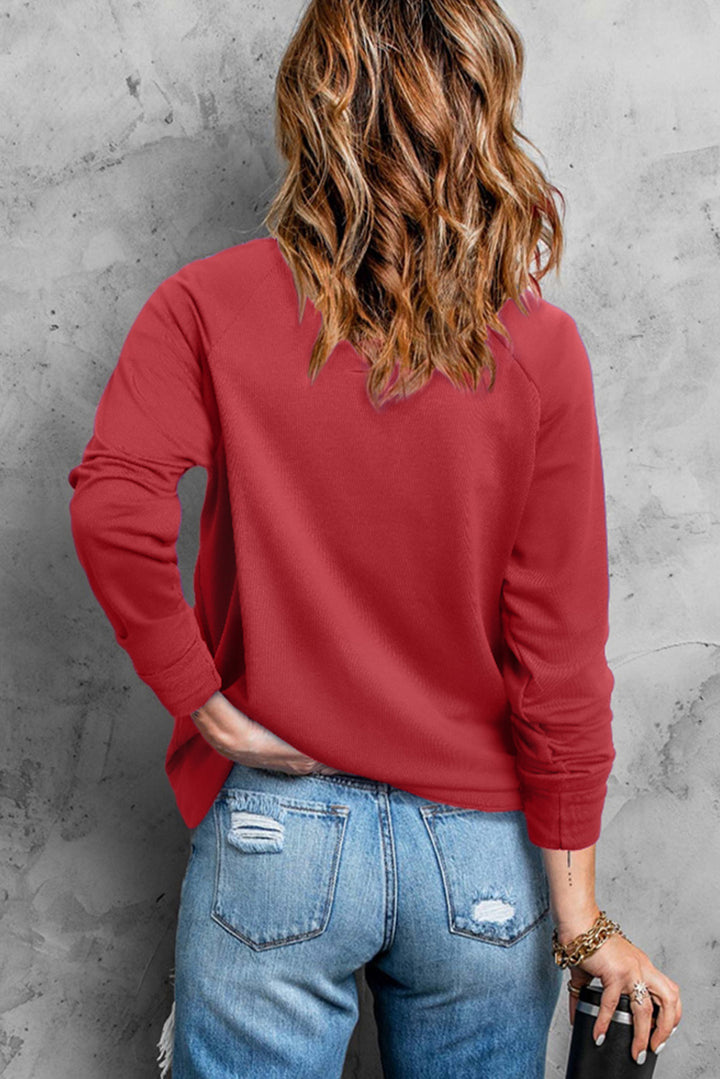 Heart Pearl Detail Round Neck Sweatshirt | Trendsi