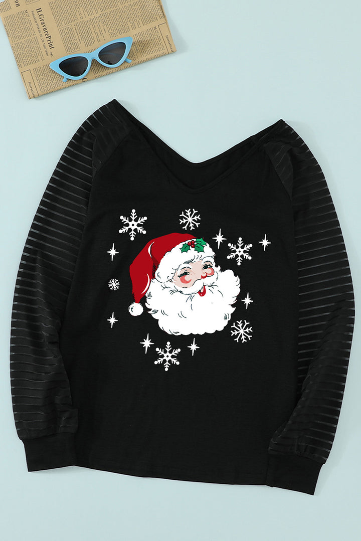 Santa Graphic Striped Long Sleeve T-Shirt | Trendsi