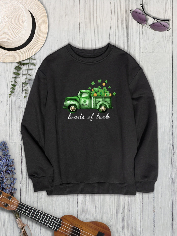 LOADS OF LUCK Round Neck Sweatshirt | Trendsi