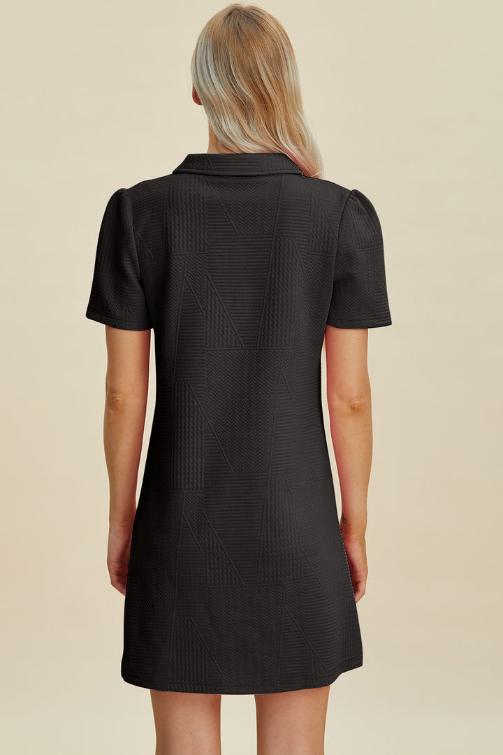 Double Take Full Size Texture Short Sleeve Dress | Trendsi