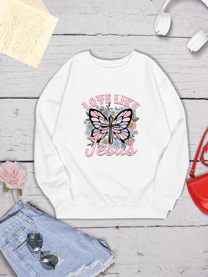 LOVE LIKE JESUS Round Neck Sweatshirt | Trendsi