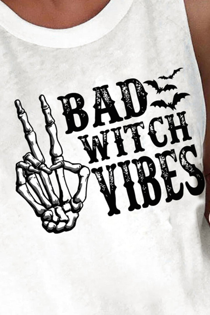 BAD WITCH VIBES Round Neck Tnk | Trendsi