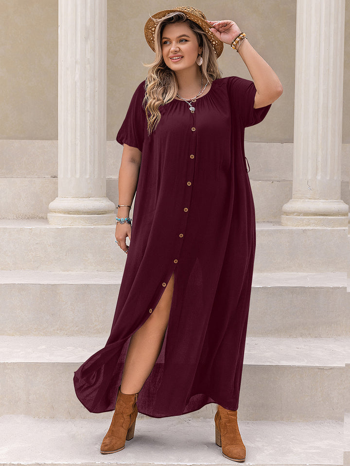 Plus Size Round Neck Half Sleeve Dress | Trendsi