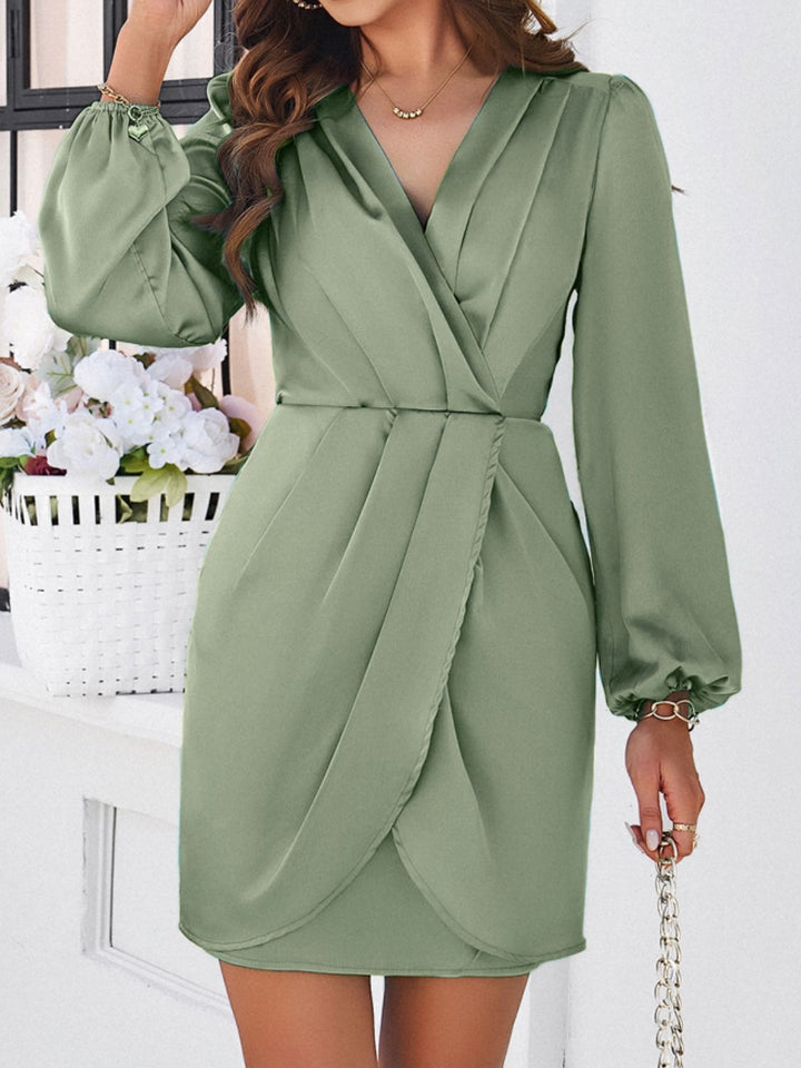 Ruched Surplice Long Sleeve Mini Dress | Trendsi