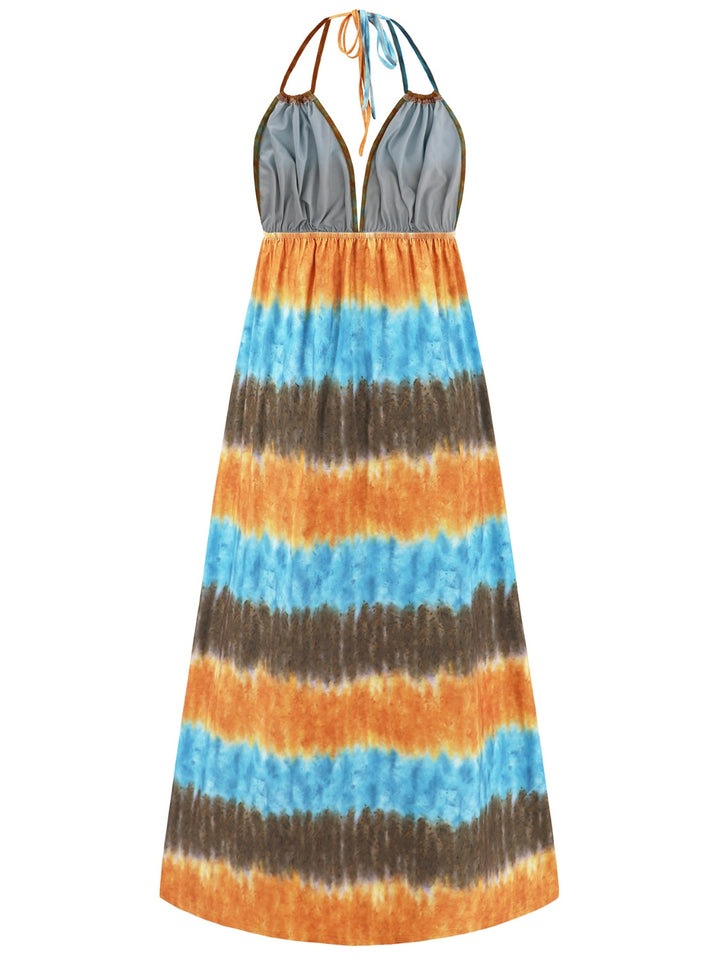 Tie-Dye Halter Neck Sleeveless Dress | Trendsi