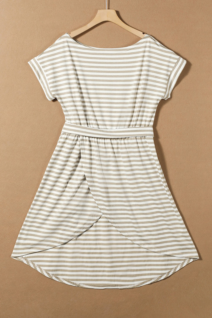 Tied Striped Cap Sleeve Dress | Trendsi