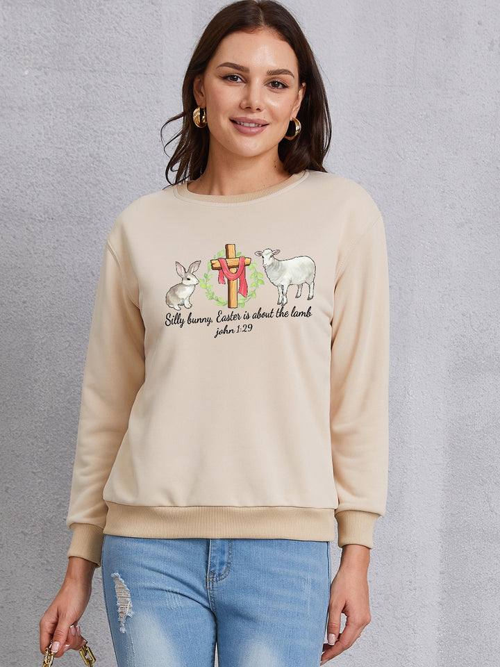 EASTER Graphic Round Neck Sweatshirt | Trendsi