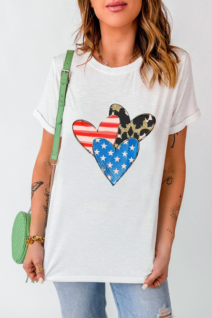 Heart Round Neck Short Sleeve T-Shirt | Trendsi