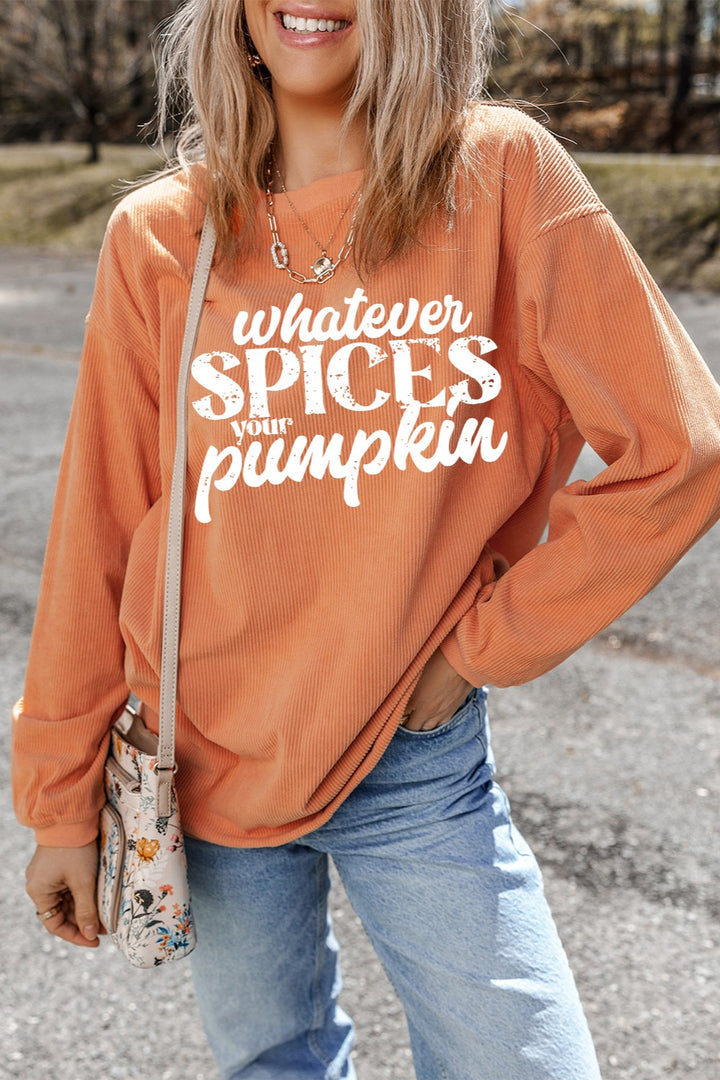 Letter Graphic Round Neck Long Sleeve Oversize Sweatshirt | Trendsi