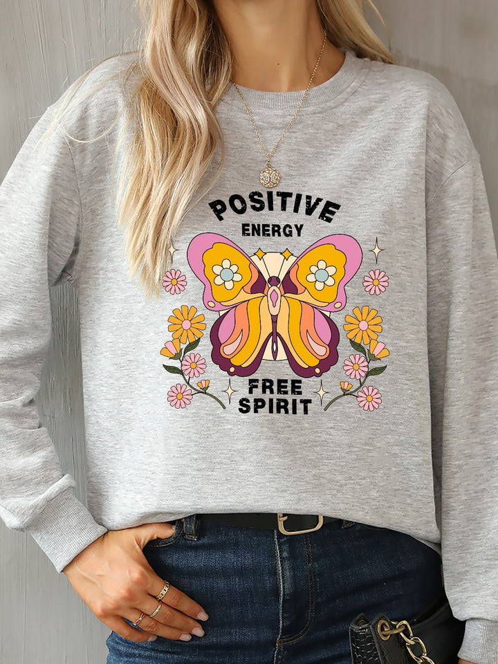 Butterfly Graphic Dropped Shoulder Sweatshirt | Trendsi