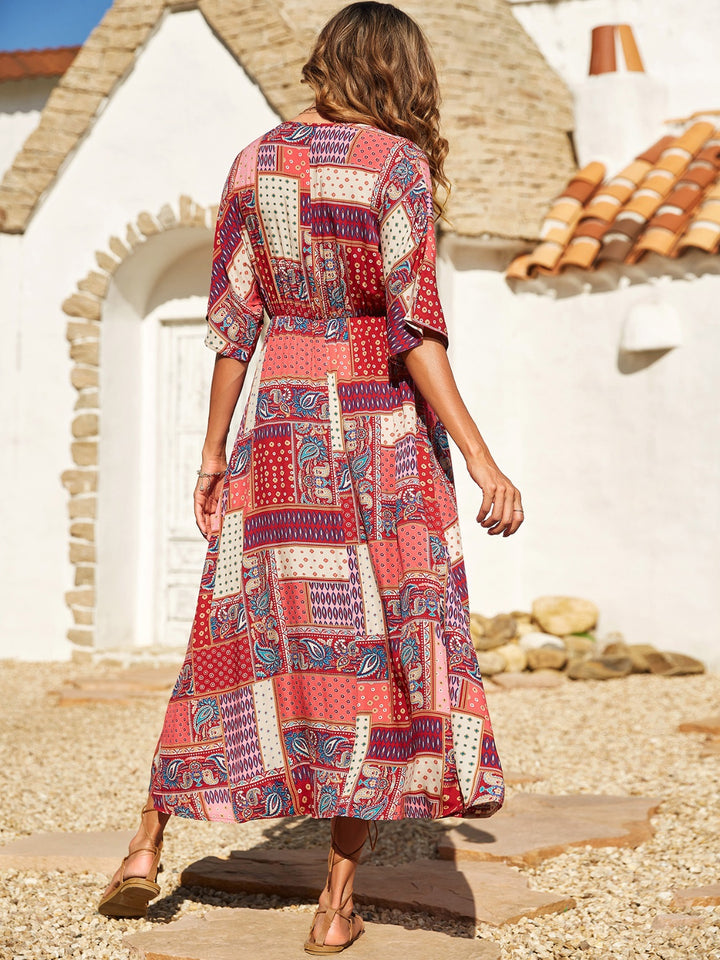 Printed Half Sleeve Midi Dress | Trendsi