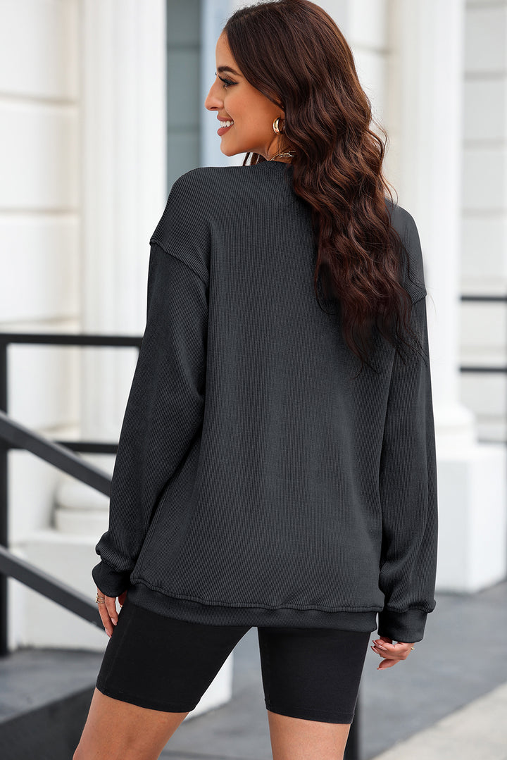 Heart Round Neck Dropped Shoulder Sweatshirt | Trendsi