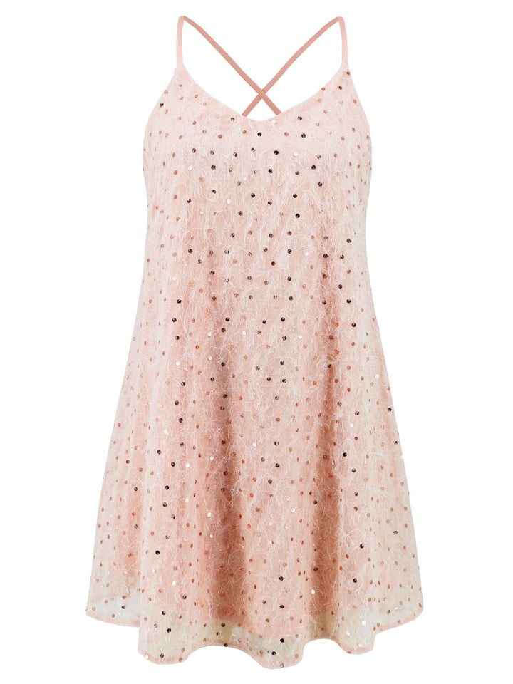 Sequin V-Neck Mini Cami Dress | Trendsi