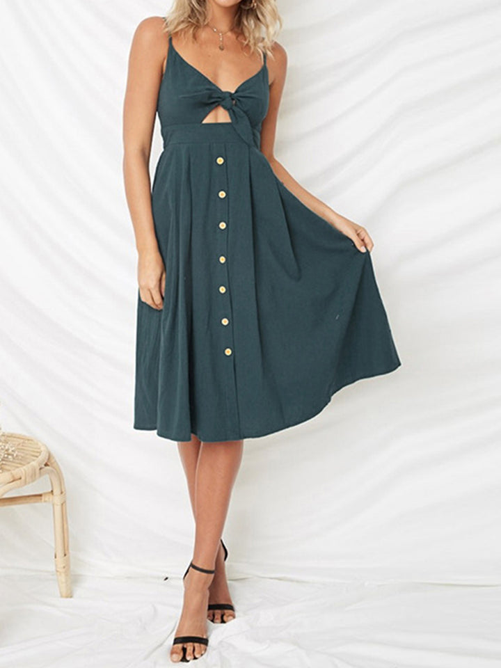 Cutout Smocked Sweetheart Neck Cami Dress | Trendsi