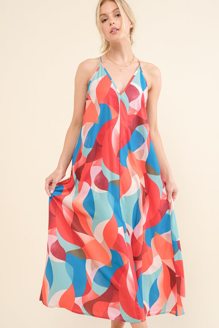 And the Why Printed Crisscross Back Cami Dress | Trendsi