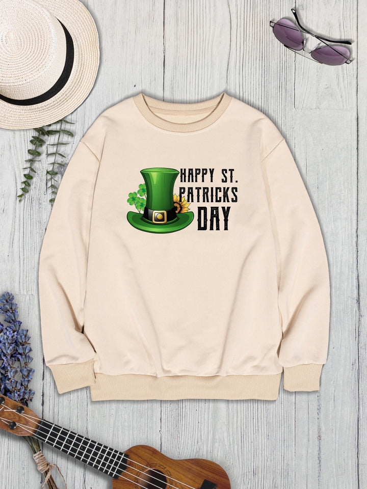 HAPPY ST. PATRICKS DAY Dropped Shoulder Sweatshirt | Trendsi