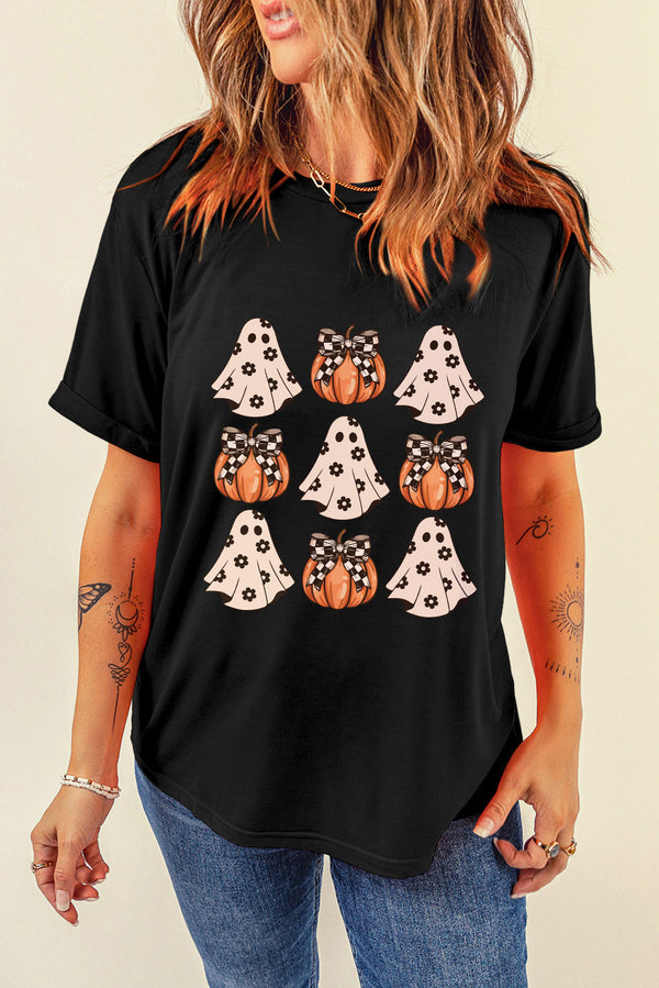 Halloween Graphic Round Neck Short Sleeve T-Shirt | Trendsi