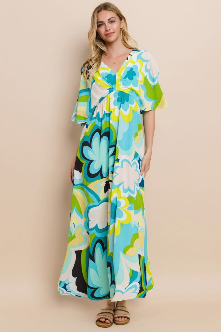 ODDI Floral Printed Slit Maxi Dress | Trendsi