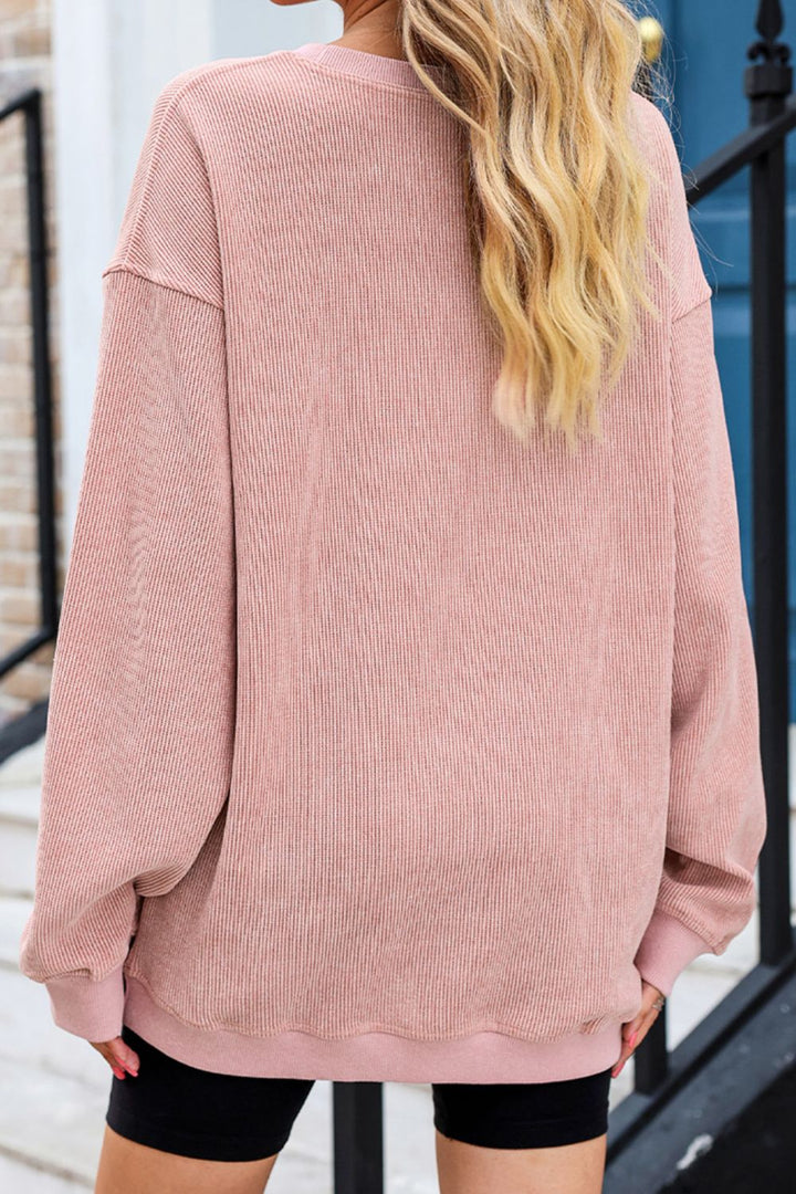 Heart Round Neck Dropped Shoulder Sweatshirt | Trendsi