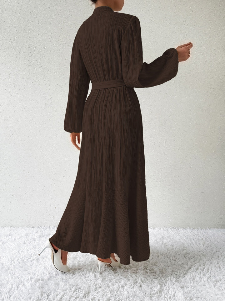 Tie Waist Long Sleeve Dress | Trendsi