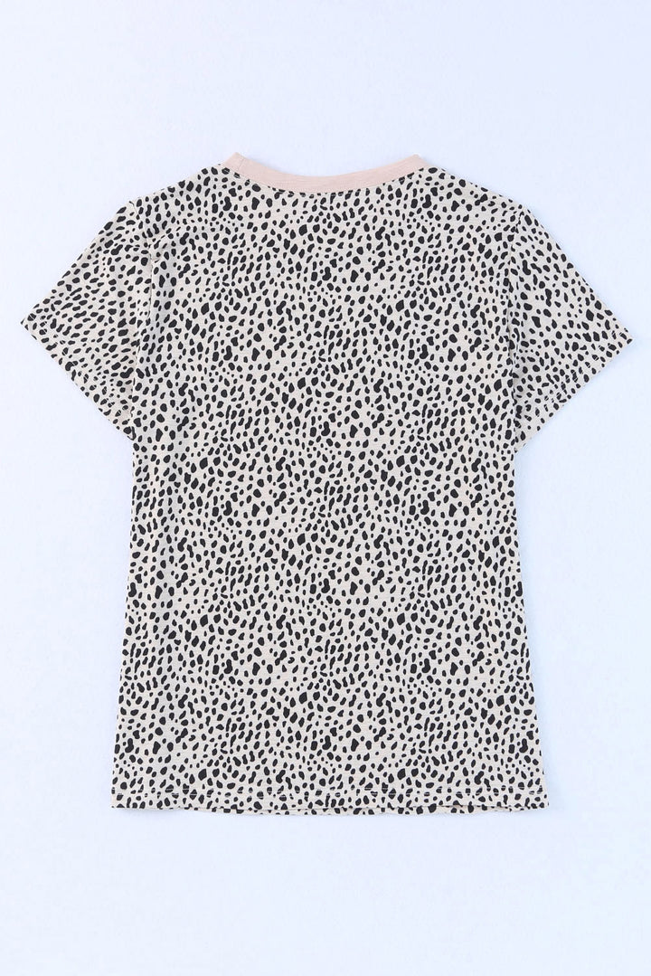 MAMA Animal Print Round Neck Short Sleeve T-Shirt | Trendsi