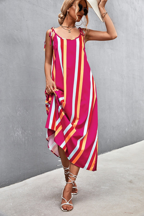 Striped Scoop Neck Cami Dress | Trendsi