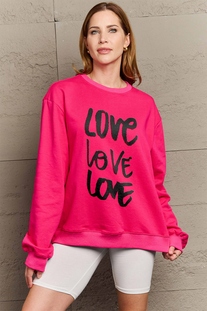 Simply Love Full Size LOVE Round Neck Sweatshirt | Trendsi