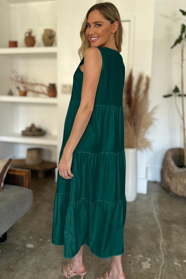 V-Neck Sleeveless Midi Tiered Dress | Trendsi