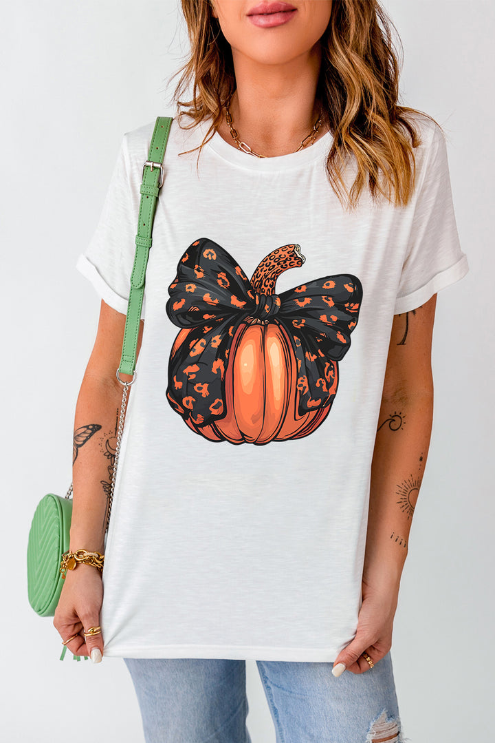 Pumpkin Round Neck Short Sleeve T-Shirt | Trendsi