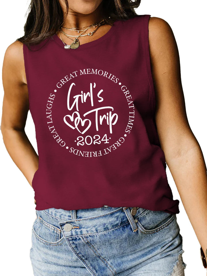 Letter Graphic Round Neck Tank | Trendsi