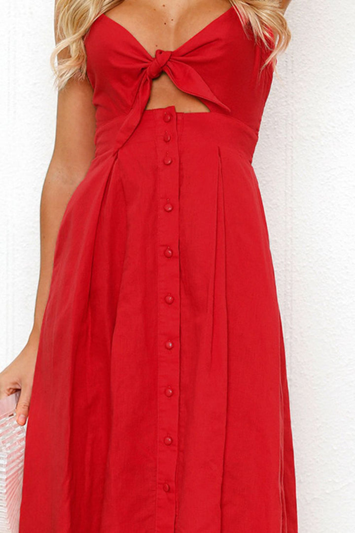 Cutout Smocked Sweetheart Neck Cami Dress | Trendsi