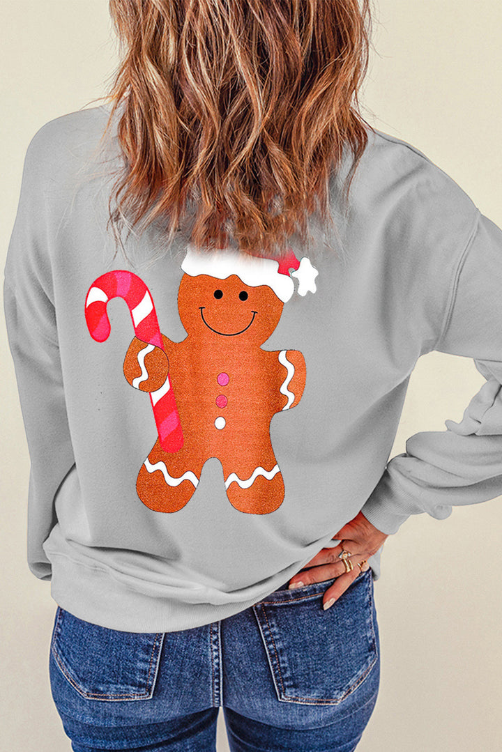 Gingerbread Round Neck Dropped Shoulder Sweatshirt | Trendsi