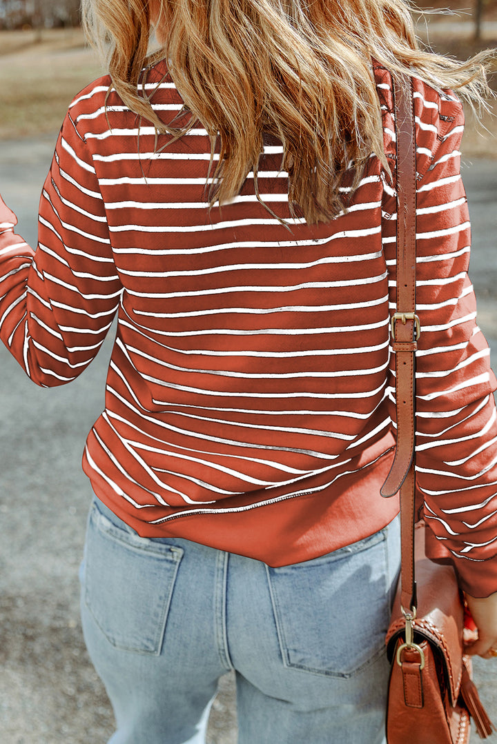 Striped Long Sleeve Round Neck Top | Trendsi