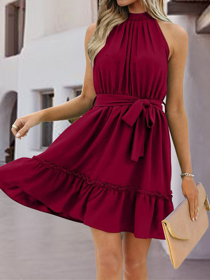 Frill Tied Mock Neck Sleeveless Dress | Trendsi