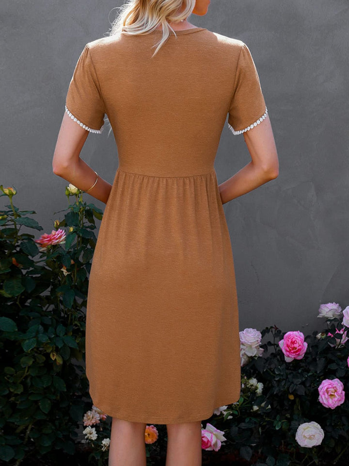 Round Neck Petal Sleeve Dress | Trendsi