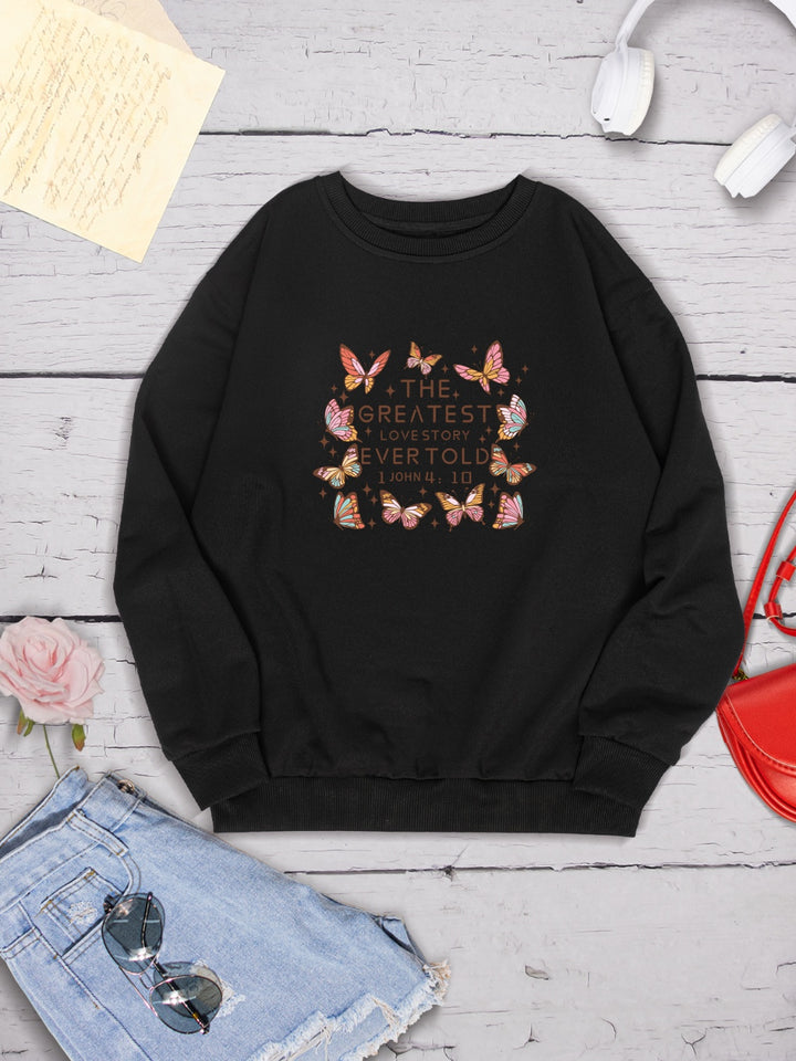 THE GREATEST LOVESTORY EVERTOLD Round Neck Sweatshirt | Trendsi