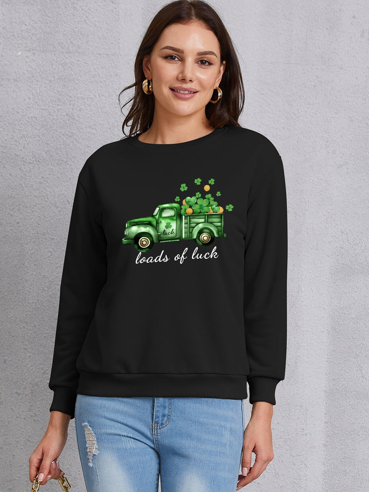 LOADS OF LUCK Round Neck Sweatshirt | Trendsi