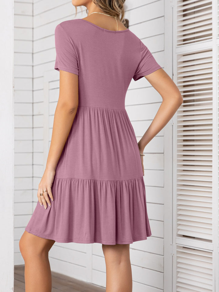 Round Neck Short Sleeve Mini Tee Dress | Trendsi