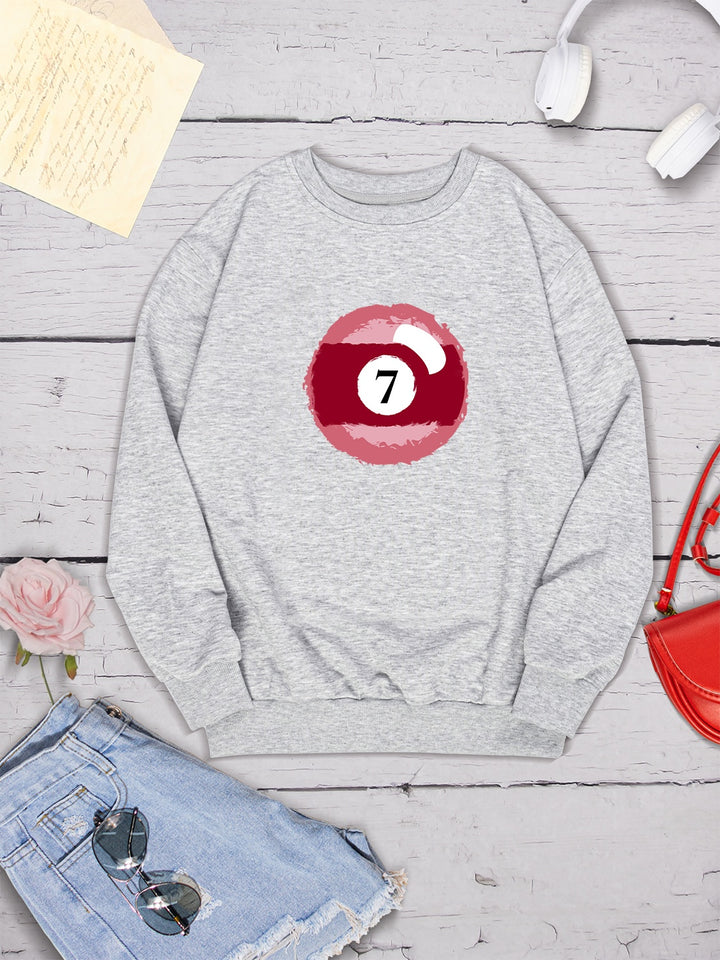 Billiard Graphic Round Neck Sweatshirt | Trendsi