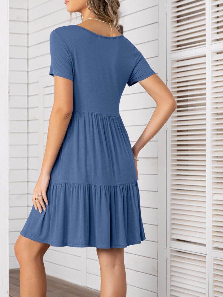 Round Neck Short Sleeve Mini Tee Dress | Trendsi