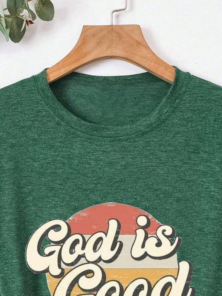 Full Size GOD IS GOOD Round Neck Short Sleeve T-Shirt | Trendsi