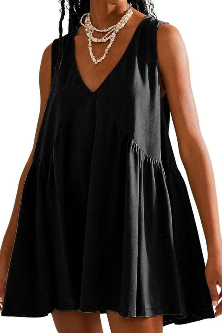 Plunge Wide Strap Mini Tank Dress | Trendsi