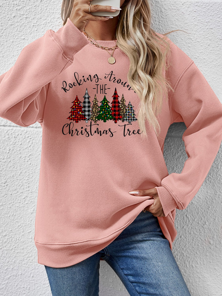 Christmas Tree Graphic Round Neck Sweatshirt | Trendsi