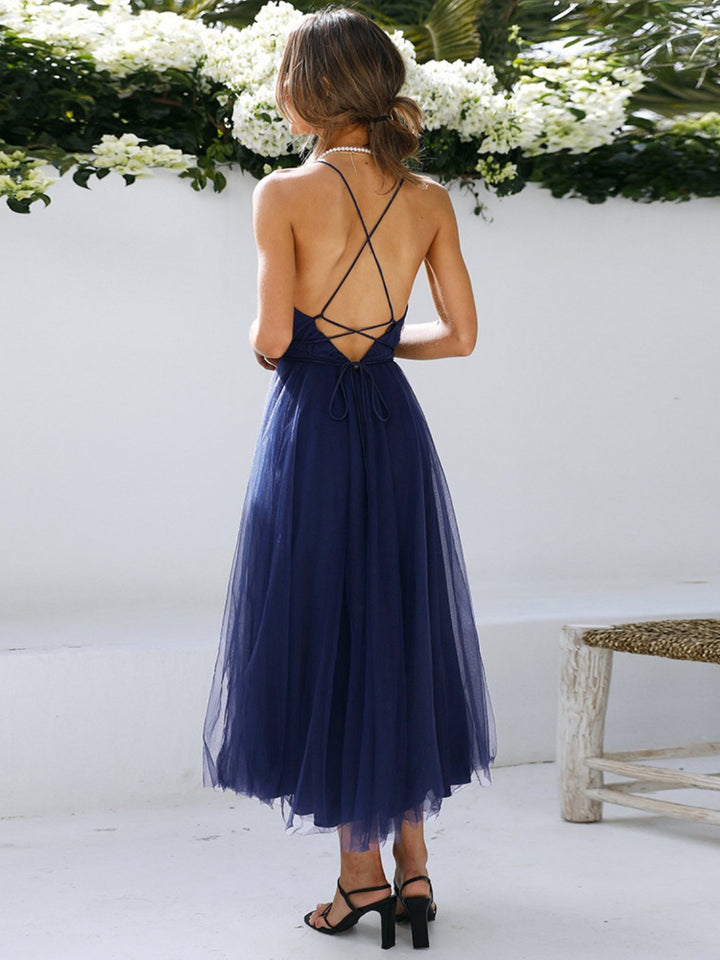 Backless Crisscross Sleeveless Midi Dress | Trendsi